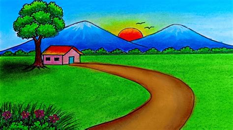 scenery sketch|How to Draw a simple Landscape .